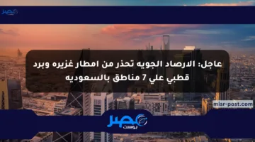 عاجل: الأرصاد الجوية تحذر من أمطار غزيرة وبرد قطبي على 7 مناطق بالسعودية